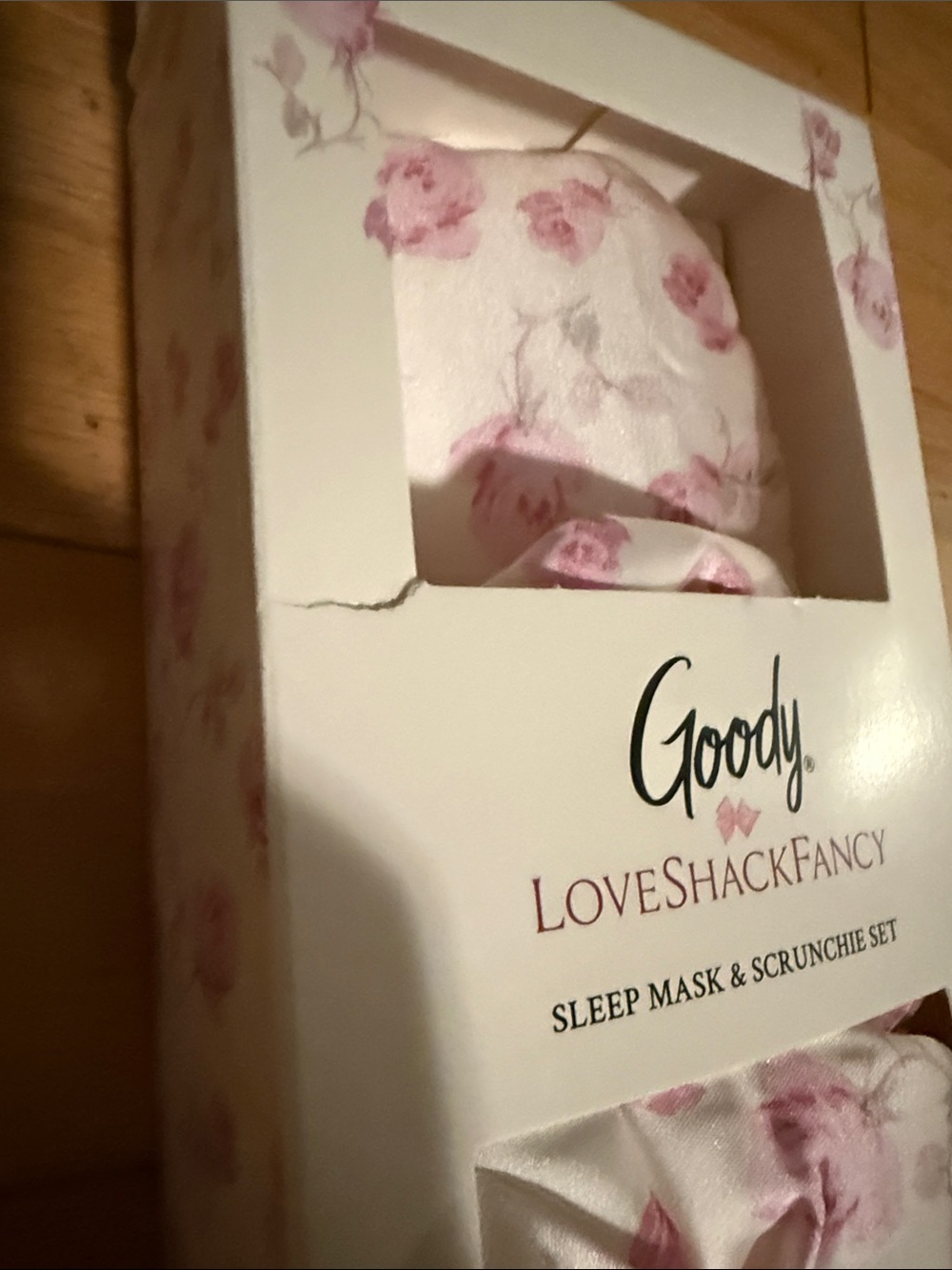 Goody LoveShackFancy Pink Floral Sleep Mask & Scrunchie Set